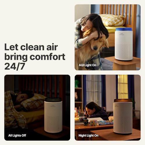 AIRMEGA 50 Compact Air Purifier: Quiet 18.4 inch, Smart Auto Mode for Home Bedroom, Small Space, Dust, Smoke, Pets