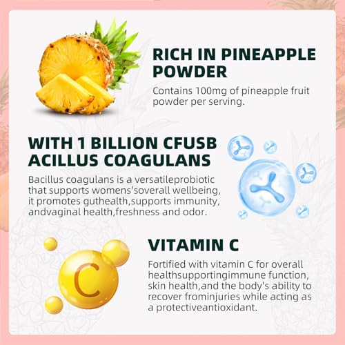 Balance Gummies for Women - Hawaiian Pineapple Flavor - Supports Vaginal Health, pH Balance & Immune Defense - Vegan - 60 Gummies