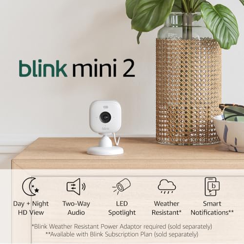 Blink Mini 2 Security Camera: HD Night Vision, Built-in Spotlight