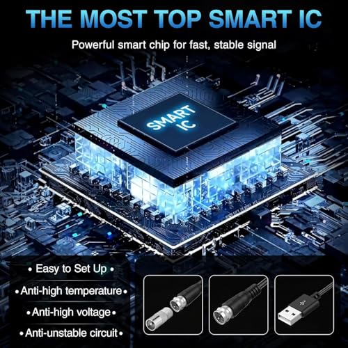 Brand High-Gain Indoor TV Aerial: 560+ Mile Range, Strong Signal Booster, Freeview for 4K HD Channels, 16.4FT Cable