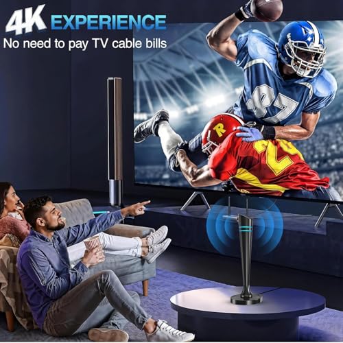 Brand High-Gain Indoor TV Aerial: 560+ Mile Range, Strong Signal Booster, Freeview for 4K HD Channels, 16.4FT Cable