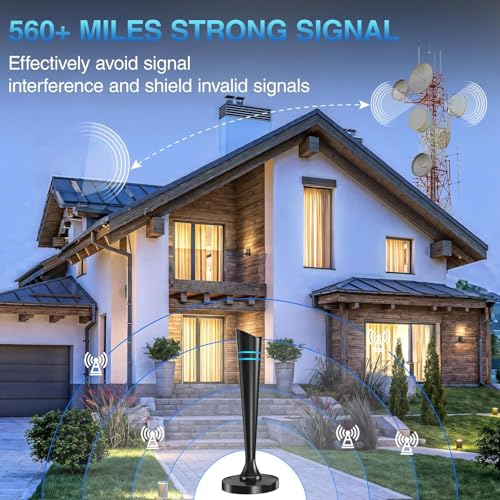 Brand High-Gain Indoor TV Aerial: 560+ Mile Range, Strong Signal Booster, Freeview for 4K HD Channels, 16.4FT Cable