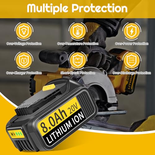 Dewalt 18V 8000mAh Battery Replacement with LED Indicator - Cordless Power Tools Compatible (1 Pack)