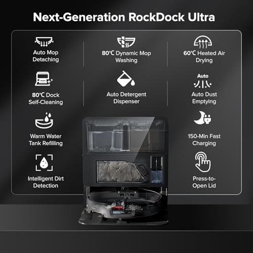 Roborock Saros 10 Robot Vacuum 22,000 Pa Slim Design, AI 3.0, Zero-Tangle, Auto Mop, Hot Water Cleaning