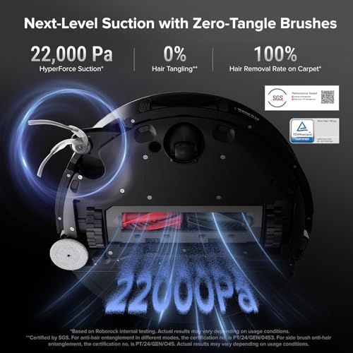 Roborock Saros 10 Robot Vacuum 22,000 Pa Slim Design, AI 3.0, Zero-Tangle, Auto Mop, Hot Water Cleaning