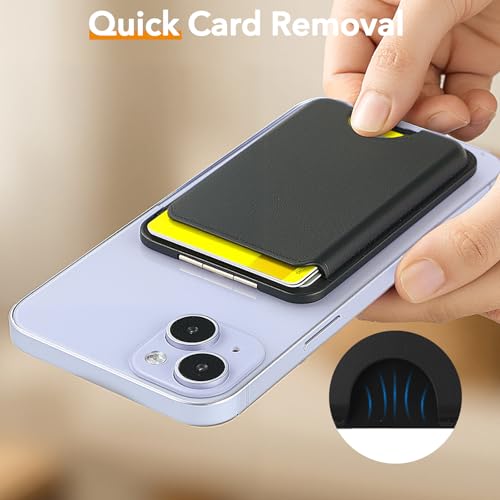 MagSafe Wallet: Slim RFID Card Holder w/ Magnetic Stand for iPhone, Black