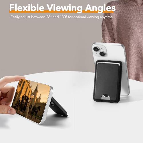 MagSafe Wallet: Slim RFID Card Holder w/ Magnetic Stand for iPhone, Black
