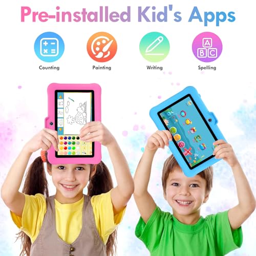 TABTIVI 7 inch Android Kids Tablet, GMS Certified, Parental Control, Pre-Installed Apps - Educative & Fun