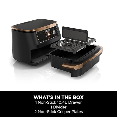 Ninja Foodi FlexDrawer Air Fryer 10.4L, Dual Zone, 7-in-1, Non-Stick, Dishwasher Safe - Black/Copper