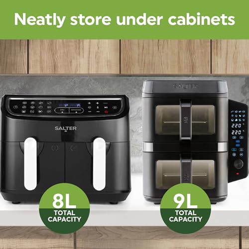 Salter VertiCook Air Fryer: Vertical Double Drawer, XL 9L Capacity, 12 Functions