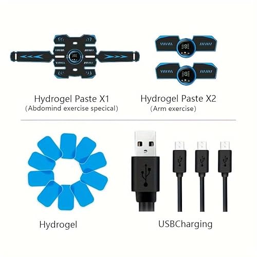 BENTENG EMS Muscle Stimulator: Abs & Arm Trainer, 8 Modes, USB Rechargeable