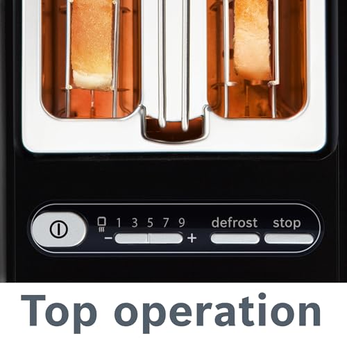 Bosch Styline Compact 2 Slot Stainless Steel Toaster - 9 Levels, Defrost, Reheat - Black