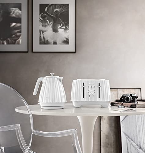 De'Longhi Ballerina 4 Slot Toaster - Reheat, 5 Settings, Defrost - White