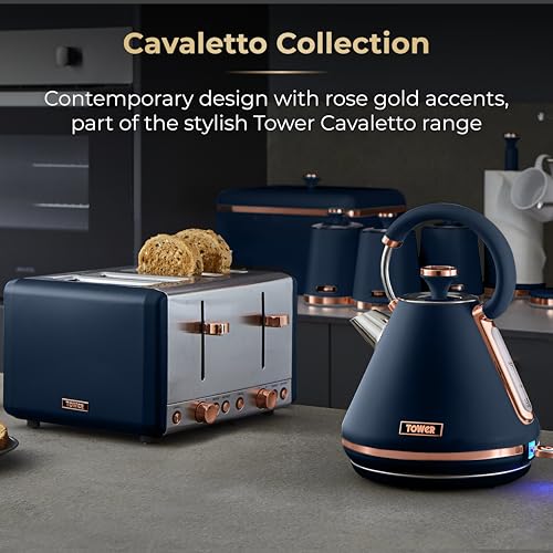 Tower Cavaletto 6.5L Slow Cooker, 3 Heat Settings, Cool Touch Handles, Midnight Blue