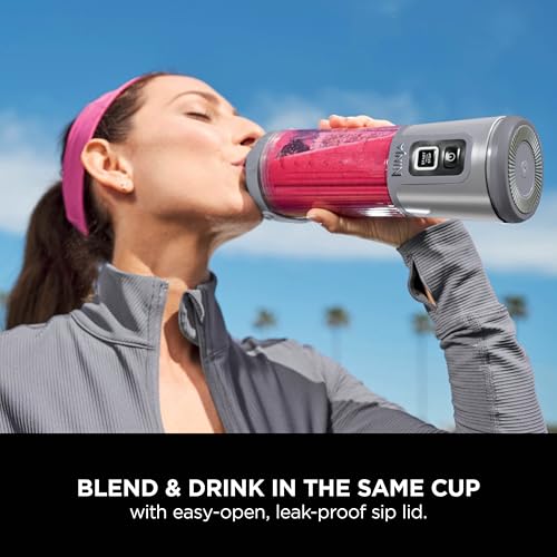 Ninja Portable Blender 530ml - Leakproof Lid, Sip Spout - Rechargeable Mini Smoothie Maker - Protein Shakes, Frozen Fruit - Rose Gold