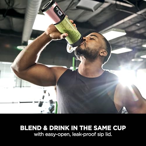 Ninja Portable Blender 530ml - Leakproof Lid, Sip Spout - Rechargeable Mini Smoothie Maker - Protein Shakes, Frozen Fruit - Rose Gold