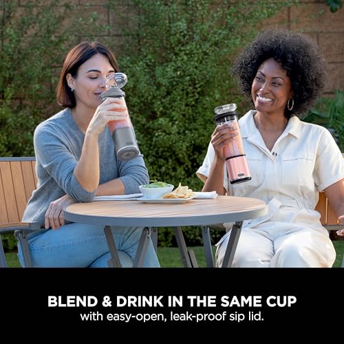 Ninja Portable Blender 530ml - Leakproof Lid, Sip Spout - Rechargeable Mini Smoothie Maker - Protein Shakes, Frozen Fruit - Rose Gold