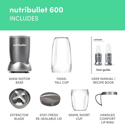 Nutribullet Blender 600 Series - Powerful Extractor for Frozen Fruit & Nuts - 7-Piece Kit for Smoothies & More