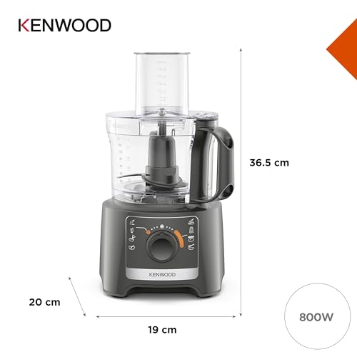 Kenwood MultiPro Compact Food Processor, Blending Blade, Kneading Function, Grey, 800W