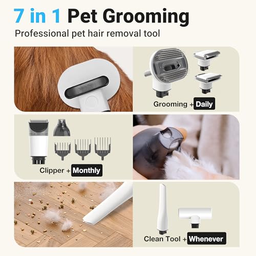 LIGIANT T10 Pro Cordless Pet Grooming Vacuum Kit, Low Noise, Nail Grinder, Clippers, Ideal for Shedding Care at Home & Outdoors
