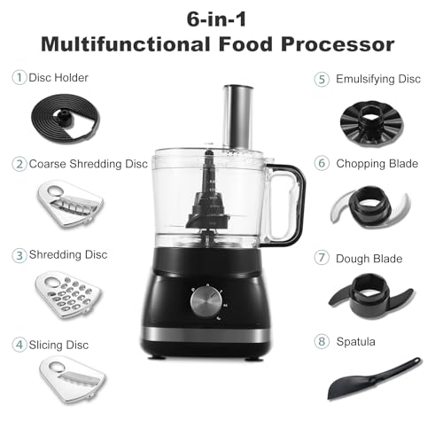 TopStrong 6-in-1 Food Processor Blender: Chop, Slice, Shred, Knead - 3 Speeds, 2L Bowl, 800W