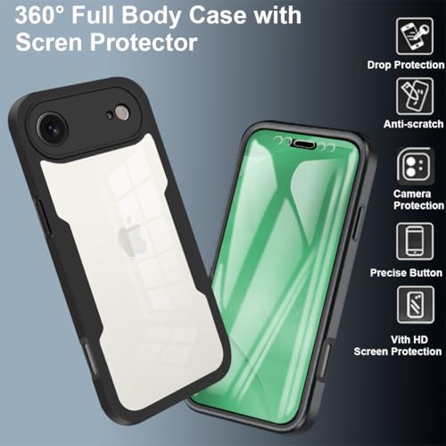 SLWYF Apple 17 Air Case with Glass Screen Protector - Shockproof Transparent Cover for Apple 17 Air, Pink