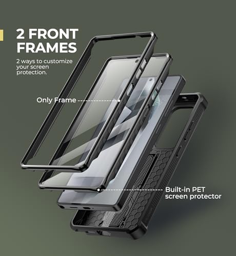 Dexnor Samsung Galaxy S25 Ultra Case with Slide Camera Cover & Kickstand, Shockproof Rugged Bumper - Black