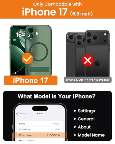 SIXBOX iPhone 17 Case with Stand & Camera Button, MagSafe Compatible, Military Grade Protection, Translucent Green Case