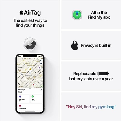 Apple AirTag Pack of 3 Bluetooth Tracker for Keys, Bags, and More