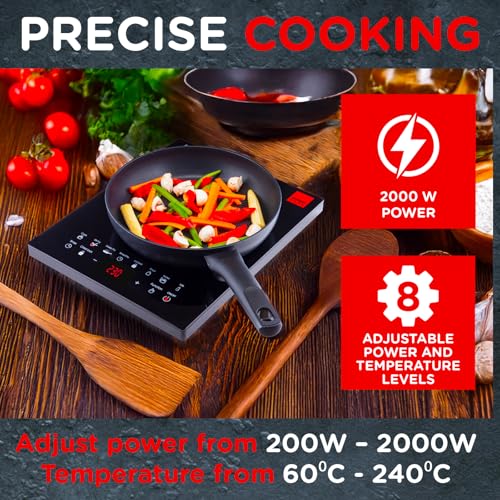 Sensio Home Induction Hob: 8 Temp & Power Settings, Timer, Safety Lock