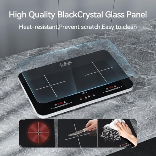 COOKNANO 2-Plate Induction Cooktop, 2800W, 20 Settings, Timer