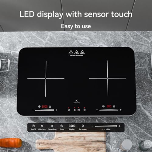 COOKNANO 2-Plate Induction Cooktop, 2800W, 20 Settings, Timer