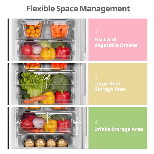 COMFEE 174L Fridge Freezer: Low Frost, LED Lights, Reversible Door, Low Noise