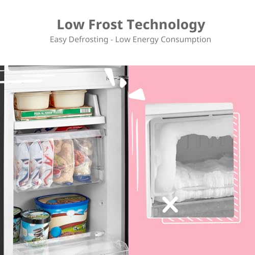 COMFEE 174L Fridge Freezer: Low Frost, LED Lights, Reversible Door, Low Noise