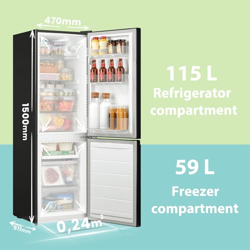 COMFEE 174L Fridge Freezer: Low Frost, LED Lights, Reversible Door, Low Noise