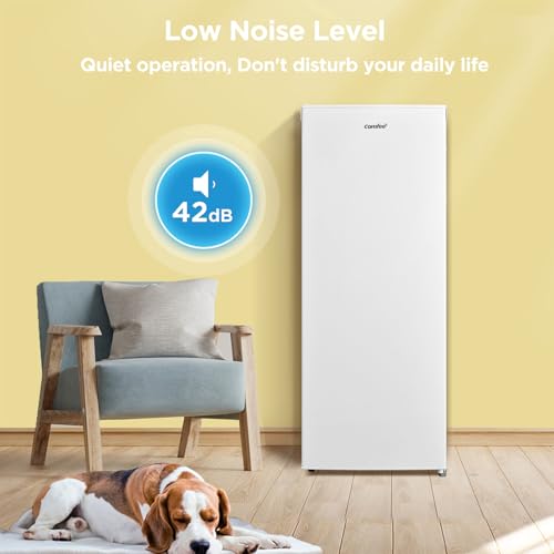 COMFEE 160L Tall Freezer: Adjustable Thermostat, Reversible Door, 4-Star Freezing