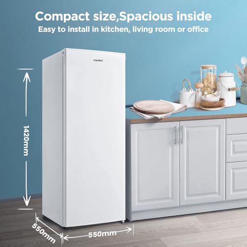 COMFEE 160L Tall Freezer: Adjustable Thermostat, Reversible Door, 4-Star Freezing