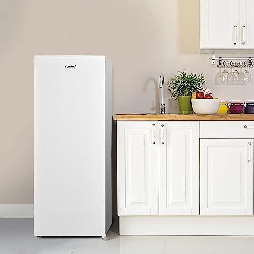 COMFEE 160L Tall Freezer: Adjustable Thermostat, Reversible Door, 4-Star Freezing
