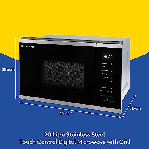 Russell Hobbs 20L Digital Microwave with Grill & Defrost - 8 Autocook Settings - Stainless Steel