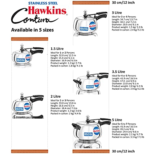 Hawkins Contura 5L Stainless Steel Pressure Cooker for Induction, Handi Cooker