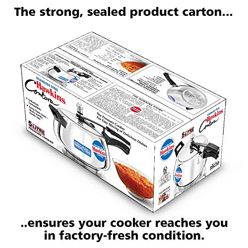 Hawkins Contura 5L Stainless Steel Pressure Cooker for Induction, Handi Cooker