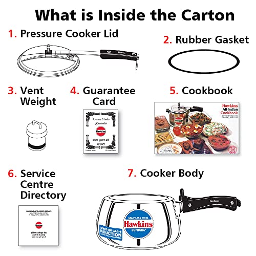 Hawkins Contura 5L Stainless Steel Pressure Cooker for Induction, Handi Cooker