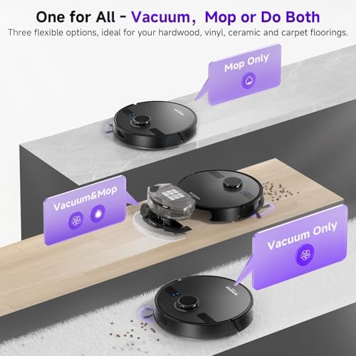 MONSGA Robot Vacuum with Mop, Strong Suction, Lidar Navigation, Self-Empty Station, 180mins Runtime, Voice Control