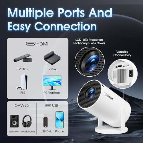 Mini Projector 1080P FHD 4K Support with WiFi & Bluetooth