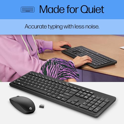 HP 230 Wireless Keyboard Mouse Combo Set, 2.4 GHz USB-A Nano, 1600 dpi, 16 Months Battery Life, Black