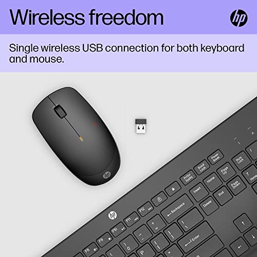 HP 230 Wireless Keyboard Mouse Combo Set, 2.4 GHz USB-A Nano, 1600 dpi, 16 Months Battery Life, Black