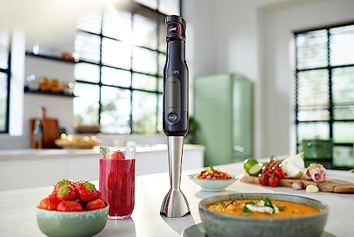 Philips Viva Collection Hand Blender 300W SpeedTouch, ProMix Tech, Easy & Intuitive, On The Go Glass - Black