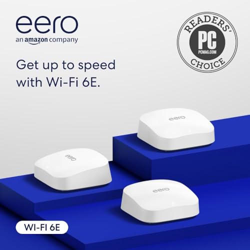 eero Pro 6E Mesh Wi-Fi Router | 2.5 Gbps Ethernet | 560m² Coverage | Connect 100+ Devices | Ideal for Streaming, Working, Gaming
