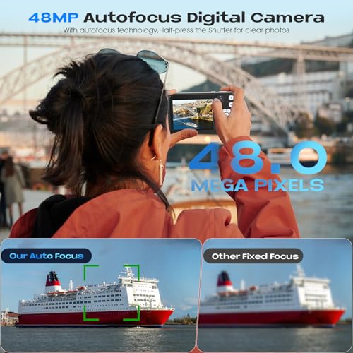Bofypoo 4K Autofocus Vlogging Camera, 32G Card, 48MP, 16X Zoom