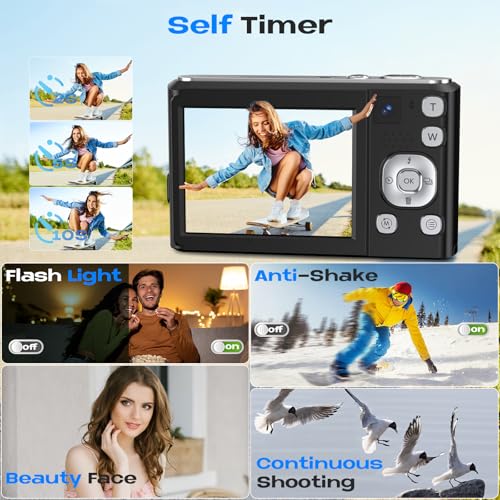 Bofypoo 4K Autofocus Vlogging Camera, 32G Card, 48MP, 16X Zoom